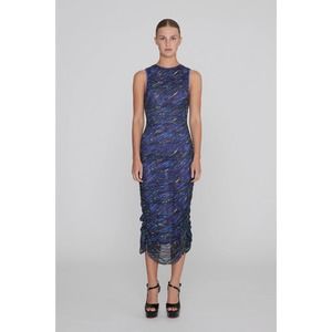 NWOT Rotate PRINTED MESH RUCHED DRESS